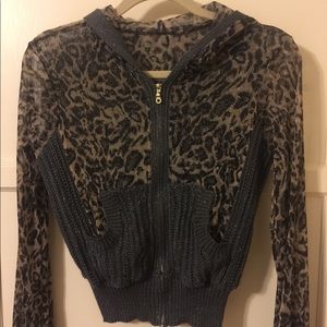 Leopard print jacket with hood, size S